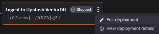 Upstash Deployment Menu Upstash Deployment Menu